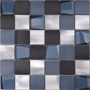 48*48 Square Blue Aluminium Mix Glass Cheap Backsplash Tiles Mosaic