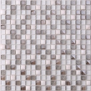 HK61 White Blending Grey China Gradient Glass Mosaic Tiles for Living Room