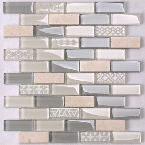 beautiful unique broken design crystal glass strip mosaic tiles