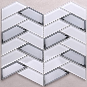 HMB35 Super White Foshan Factory Fan Shaped Fish Scale Glass Mosaic Tiles