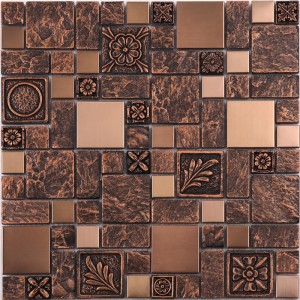 HYJ15 300*300 Wholesale Metal Mix Glass And Resin Mosaic Wall Tiles