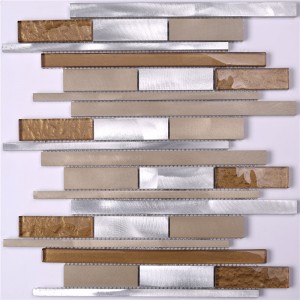 HLC40 3D Golden Select Glass And Aluminum Mosaic Interior living rooms Decorative Wall And Floor Tiles Design