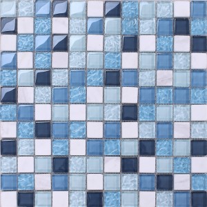 KS205 Decorative Design Square Shaped Blue Glass Tiles For Bathroom Shower Toilet Wall And Floor Tiles