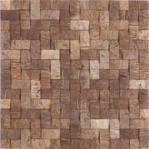 YK03 Natural Square Coconut Shell Mosaic Tiles Wood Looking Mosaic Tiles