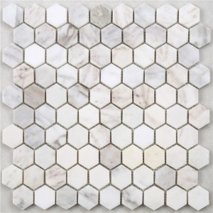 SDL40 White Carrara Hexagon Marble Mosaic Tiles Medallion for Bathroom Kitchen Tiles