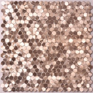 New Arrivals Rose Gold Mix Brown Metal Mosaic Tile Wall Art