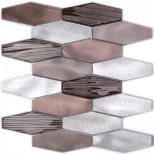 Metal Aluminium Alloy Tiles Mix Glass Mosaic Tiles