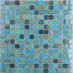 Iridescent Golden Line Glass Mosaic Swimming Pool Tile For Sale