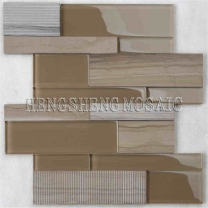 Unique Art Strip Glass Mixed Ceramic Marble Mosaic With High Quality Subway Tile