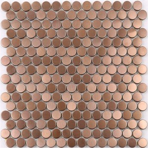 Rose Gold Copper Metal Penny Round Mosaic Tile Kitchen Backsplash Hotel Living Room Walls Lanka Tile Price