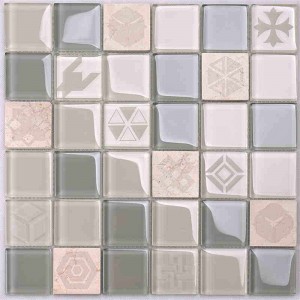 New Design Pattern Crystal Glass Mix Marble Mosaic Tile gold mosaic tile gold tile black gold tile calacatta gold porcelain tile For Kitchen Backsplash