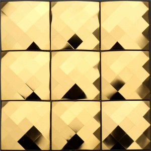 Luxury Golden Diamond Metal Backsplash Mosaic Tile