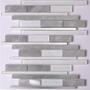 Super White Glass&Alu Bathroom Wall Mosaic Tiles