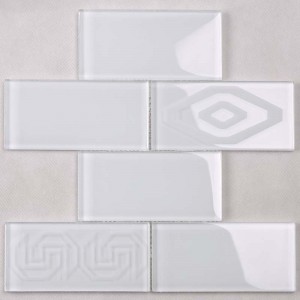 Bathroom Super White Crystal Glass Mosaic Brick Tile North America Latest Design
