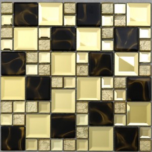 Building Material Wall Decor Shiny Gold Beveled Mirror Mosaic Glass Tile