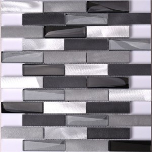 Metallic Interlocking Glass Alu Mosaic Brick Blend