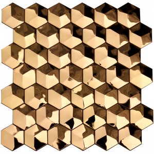 Luxury 3D Gold Hexagon Metal Wall Tiles Art Decor