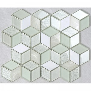 3D Effect Crystal Hexagon Glass Mosaic White Kitchen Backsplash Countertop Decoration Walls Tile