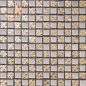 DT64 Luxury Indian style electroplated decorative glass wall mosaic tiles for home decor