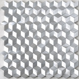 3D Effect Diamond Shape Silver White Aluminium Hexagon Mosaic Tile For Decoration Wall