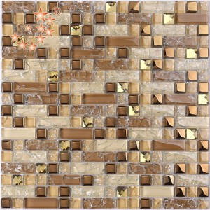 HY06 Wholesale wall stickers mix color crystal glass tile morrors mosaic pictures