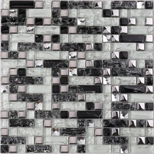 HY07 Factory price Fashion design 1*1 broke mirror crystal glass Mosaic tile for wall decoration