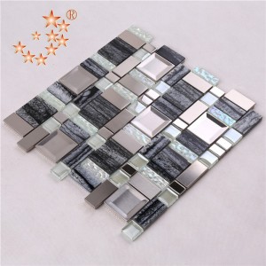AE48 Building Material Stainless Steel Mix Resin Crystal Glass Mosaic TIle Home Decoration Walls