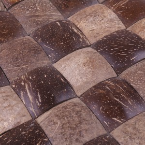 Antique Natural Polished Square Coconut Shell Mosaic Decorative Wall Tile