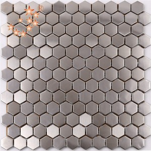 SA16 Premium High Quality Hexagon Stainless Steel Metal Mosaic Kitchen Splash Back Tile